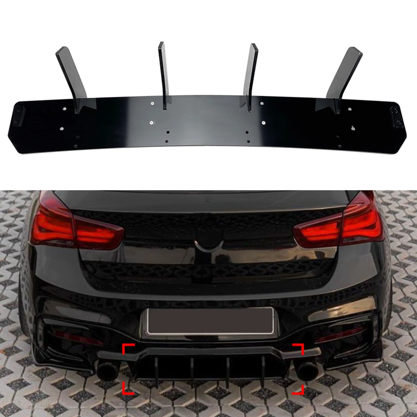 

Rear Bumper Diffuser Lip Splitter For BMW 1 Series F20 F21 LCI M135i M140i 2015-2019 Car Boot Lower Spoiler Plate Bracket Trim