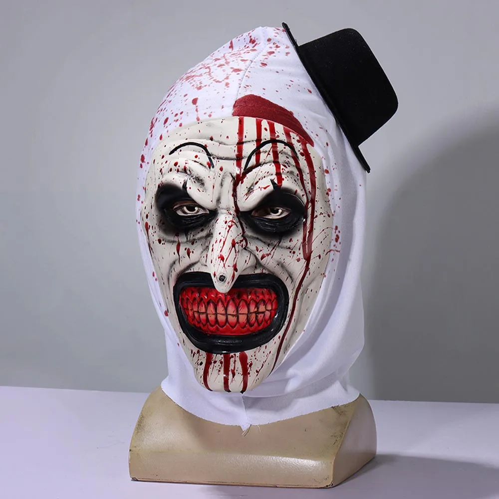 Terrifier 3 Art The Clown Mask Cosplay Horror Joker Killer Demon Latex Helmet Halloween Carnival Dress Up Party Costume puntelli