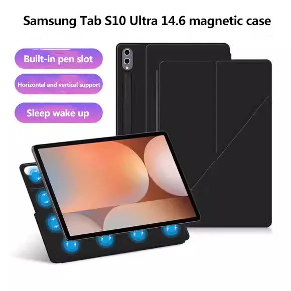 

Кожаный чехол для Samsung Galaxy Tab S10 FE 10,9 2025 SM-X520 X526B S10 Ultra S10+ S9 FE Plus S8Plus S7 FE Magnetic Smart Cover
