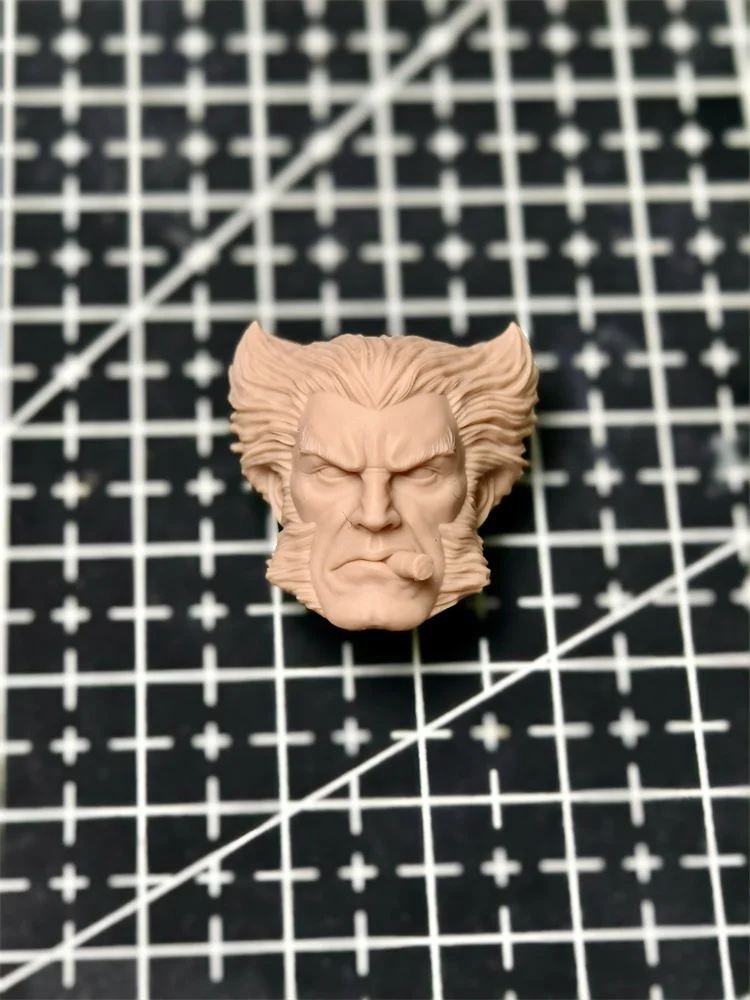 Cabeza de modelo blanco de Wolverine de Anime sin pintar, escala 1/12, para cuerpo de figura de acción de 6 pulgadas, Henry Cavill Hugh Jackman, cabeza de soldado para hombres