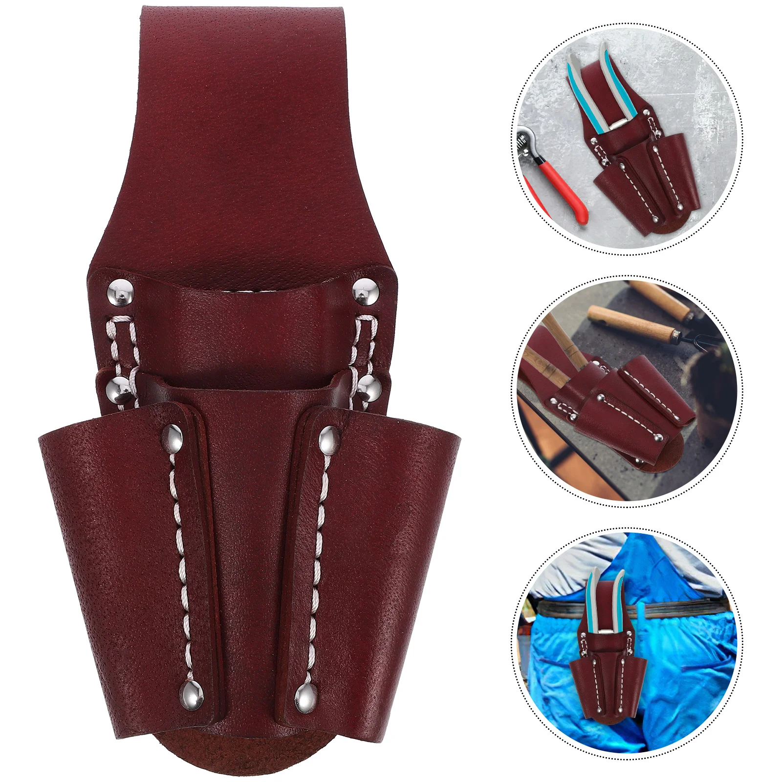 Cowhide Tool Holder Multi Pocket Wear Resistant Bag for Repair Garden Construction Work Small Tool Storage Waist Pouch