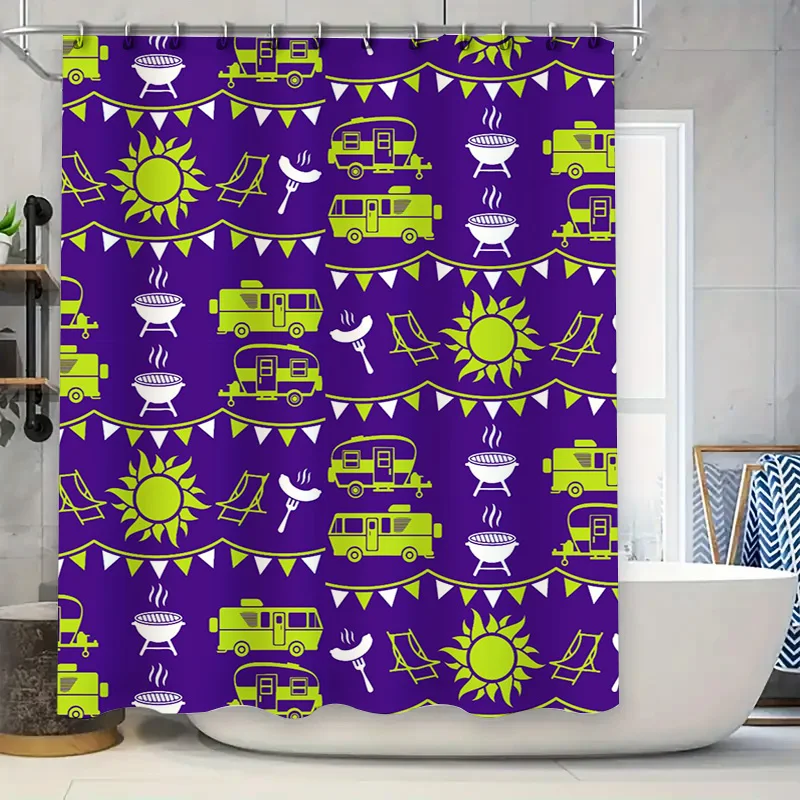 

Outdoor Camping Shower Curtain Waterproof Sunflower Greenhouse Trailer Beach Picnic Design Bathroom Decorations Violet Yellow Gr