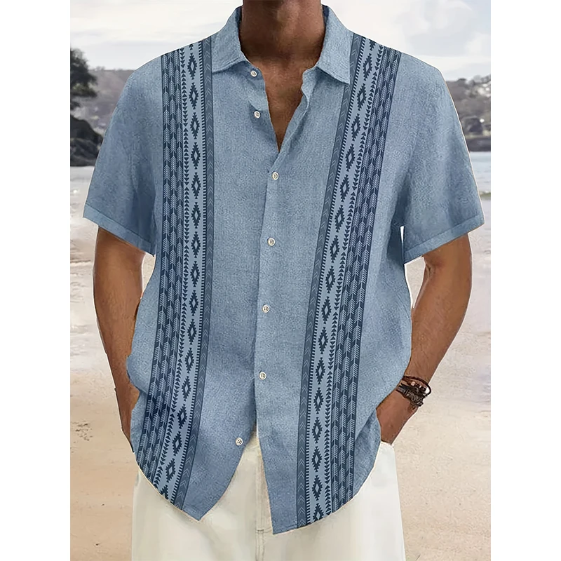 

Summer Ethnic Style 3D Print Shirts Men Fashion Hawaiian Beach Shirt Vintage Streetwear Short Sleeve Shirt Blouse Man Clothing