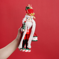 35CM Santa Claus Nutcracker Miniature Wooden Nutcracker Puppet Ornament Cartoon Walnut Soldier Doll Christmas Home Decoration