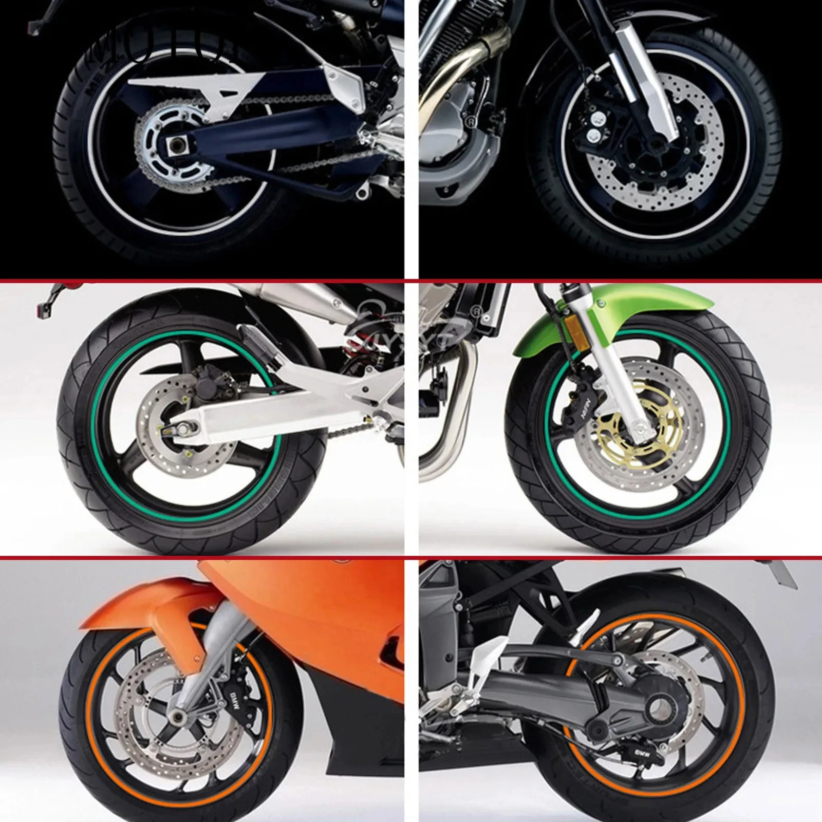 1set of 16pcs Wheel Sticker Reflective Rim Stripe Tape Bike Motorcycle Stickers For Honda For Kawasaki Z750 Z800 For YAMAHA MT07