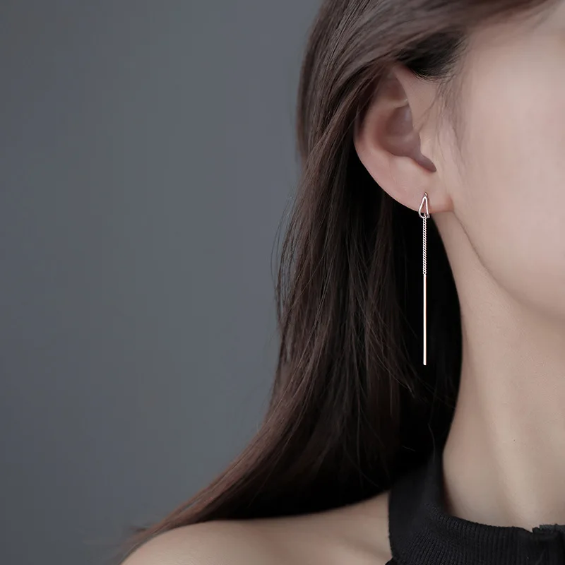 Women's Box Chain Tassel Drop Earrings, Trendy Design