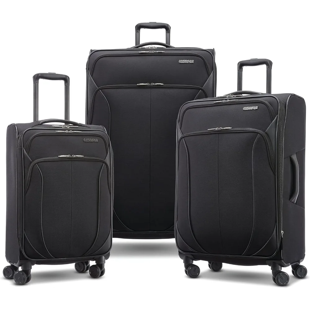 Softside Expandable Luggage with Spinners, Black, 3PC (CO/MED/LG), Luggage