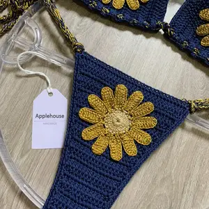 Crochet set of bikinis bikinis female bikini bikini bikini female sexy bikini flower bikini tankini adjustable Brazilian 12 Main Sales Bikini Flower - №11