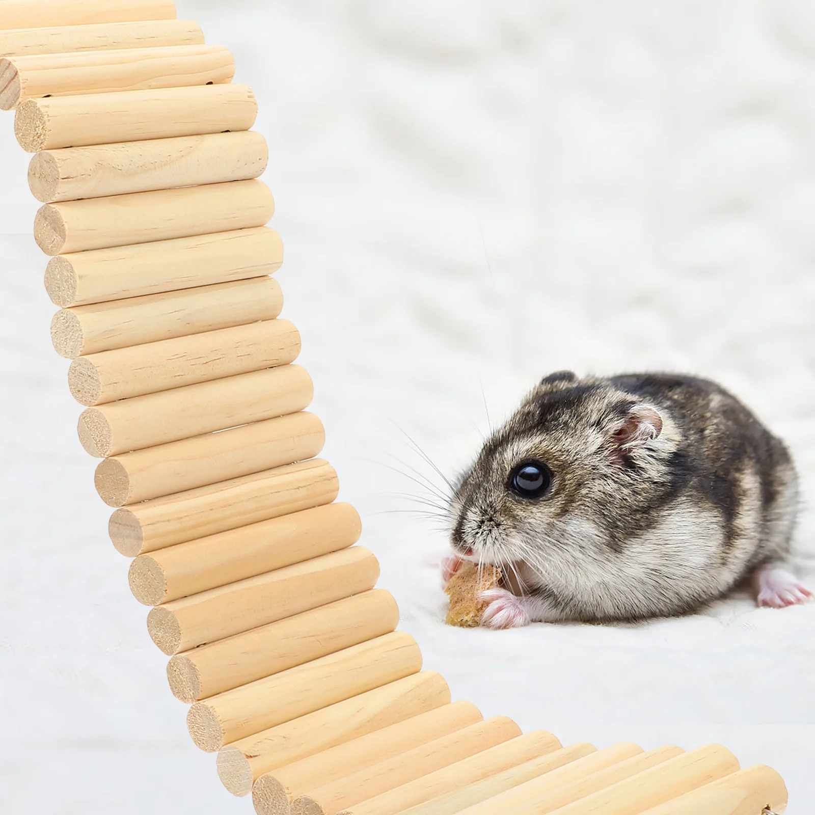 Multifunction Ladder Fence Baby Pet Hamster Cage Ornament Wooden Guinea Pig Hideout