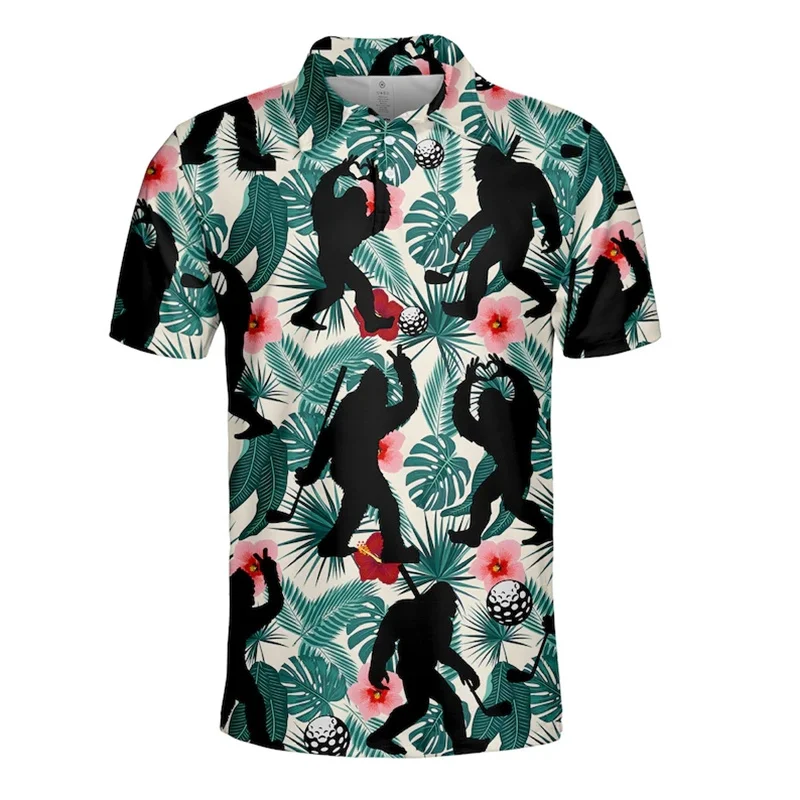 New 3d Hawaii Funny Gorilla Golf T Shirts Summer Trendy Mens Polo Shirts Casual Outdoor Sports Short Sleeved For Men And Women