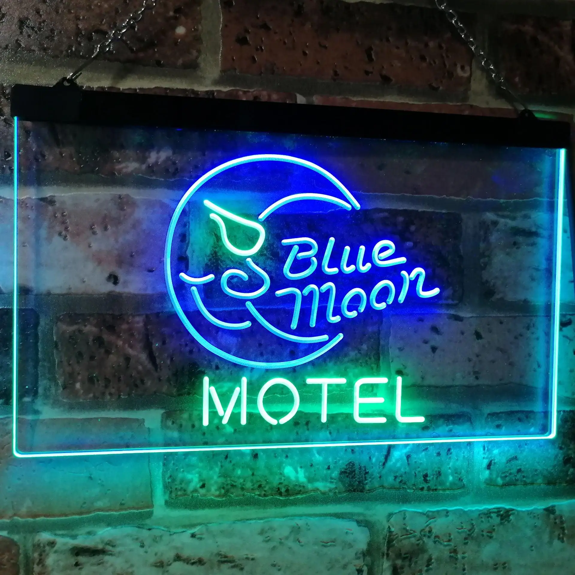 

Двухцветная светодиодная неоновая вывеска Blue Moon Motel st6-i2333