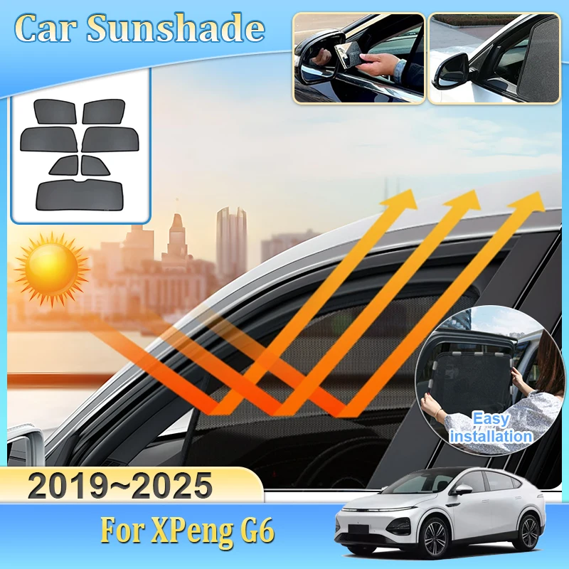 

Солнцезащитный козырек для XPeng G6 2023 2024 2025, автомобильный сетчатый солнцезащитный козырек, магнитный солнцезащитный козырек, анти-УФ-блоки для конфиденциальности, теплоизоляционные аксессуары