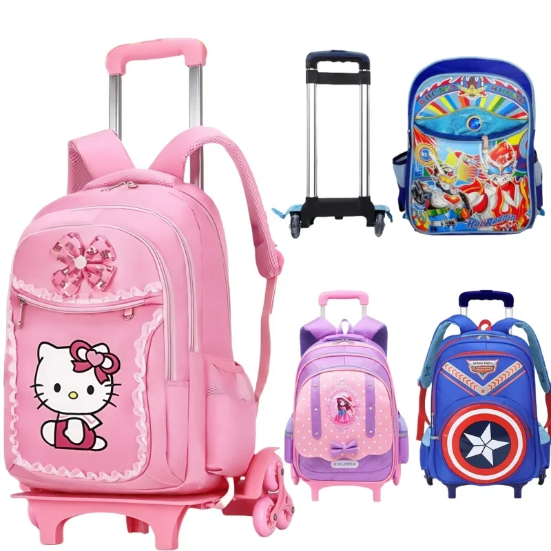

Sanrio Hello Kitty Rolling School Bag Large-capacity Computer Bag Climbing Wheel Backpack Disassemble Knapsack Boys Girls Gifts