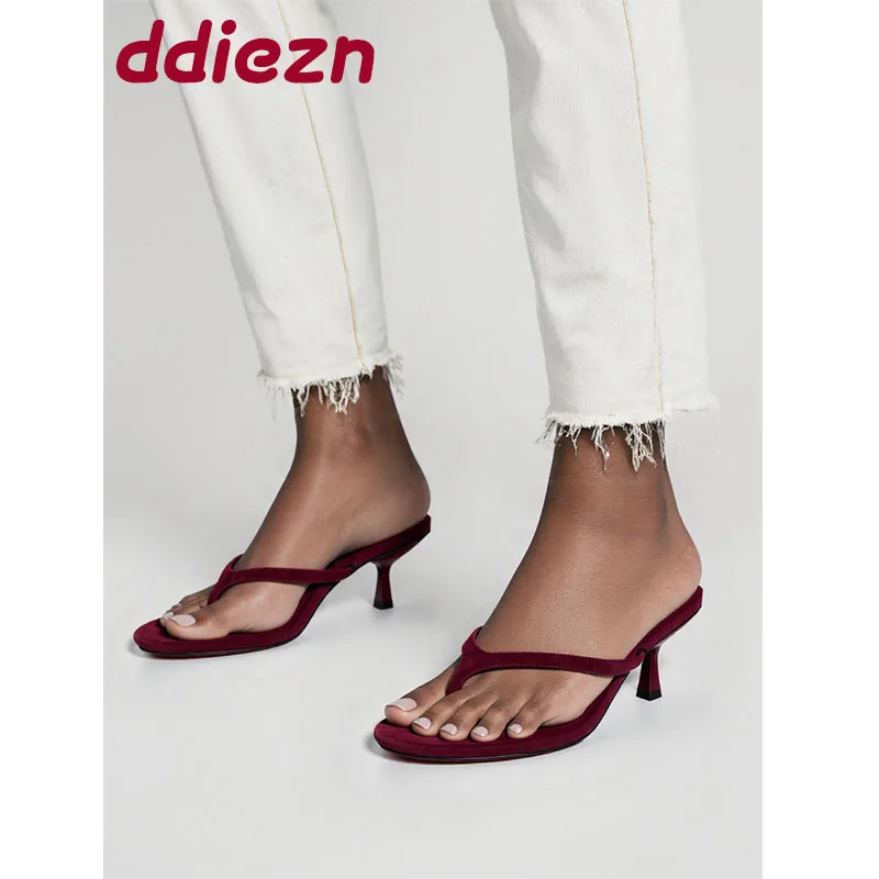 

Big Size 43 Ladies Low Heel Sandals Summer Beach Flip flops Fashion Flock Women Heeled Sandals Slipper Shoes Female Slides Pumps