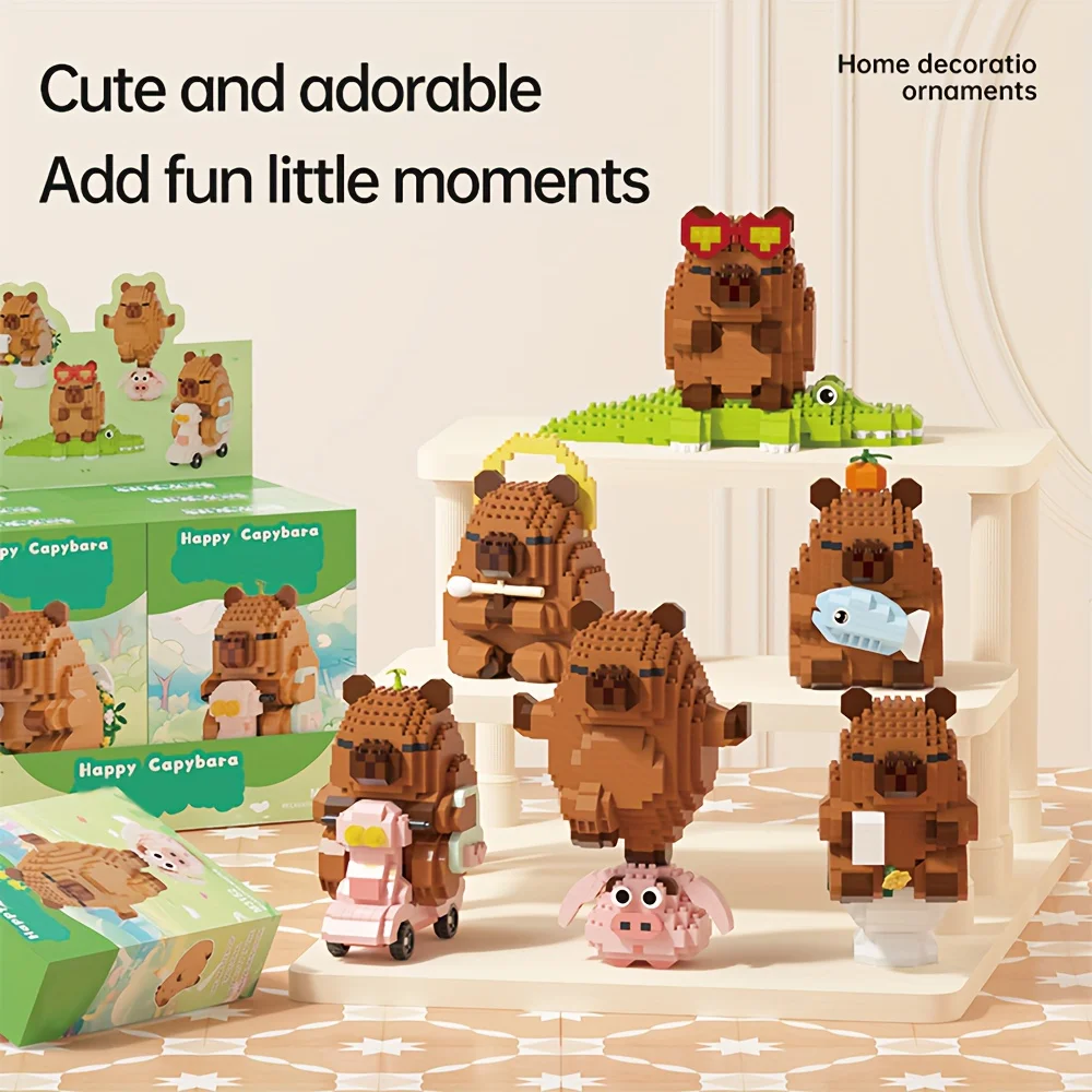 562+PCS Modelli animali con blocchi di microparticelle Capibala con parti fini e decorazioni creative per il desktop