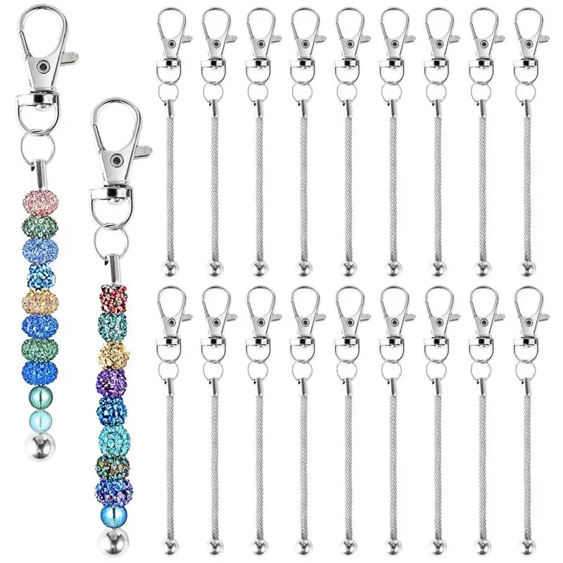 

20Pcs/Set Beadable Keychain Bars Blank Metal Beaded Keychains DIY Pendant Keychain Making Kit Crafts Jewelry Making Supplies