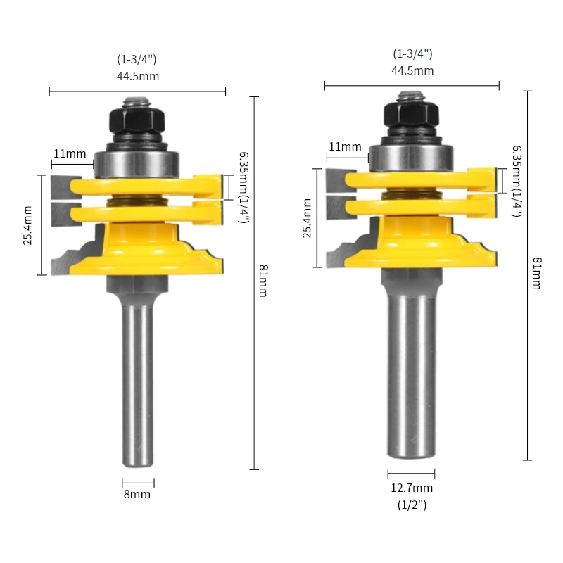 YUSUN 1PC  Glass Door Rail & Stile Reversible Bit Router Bit Woodworking Milling Cutter For Wood Bit Face Mill End Mill