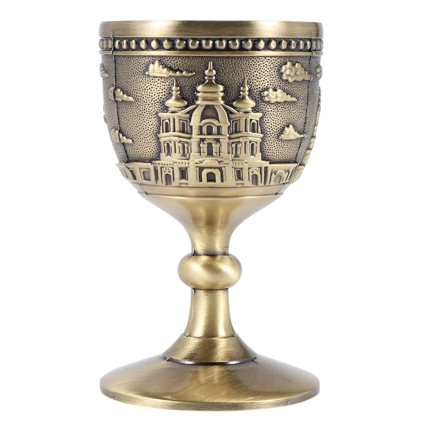 Classical Metal Wine Cup Handmade Small Goblet Household Copper Wine Glass Carving Pattern