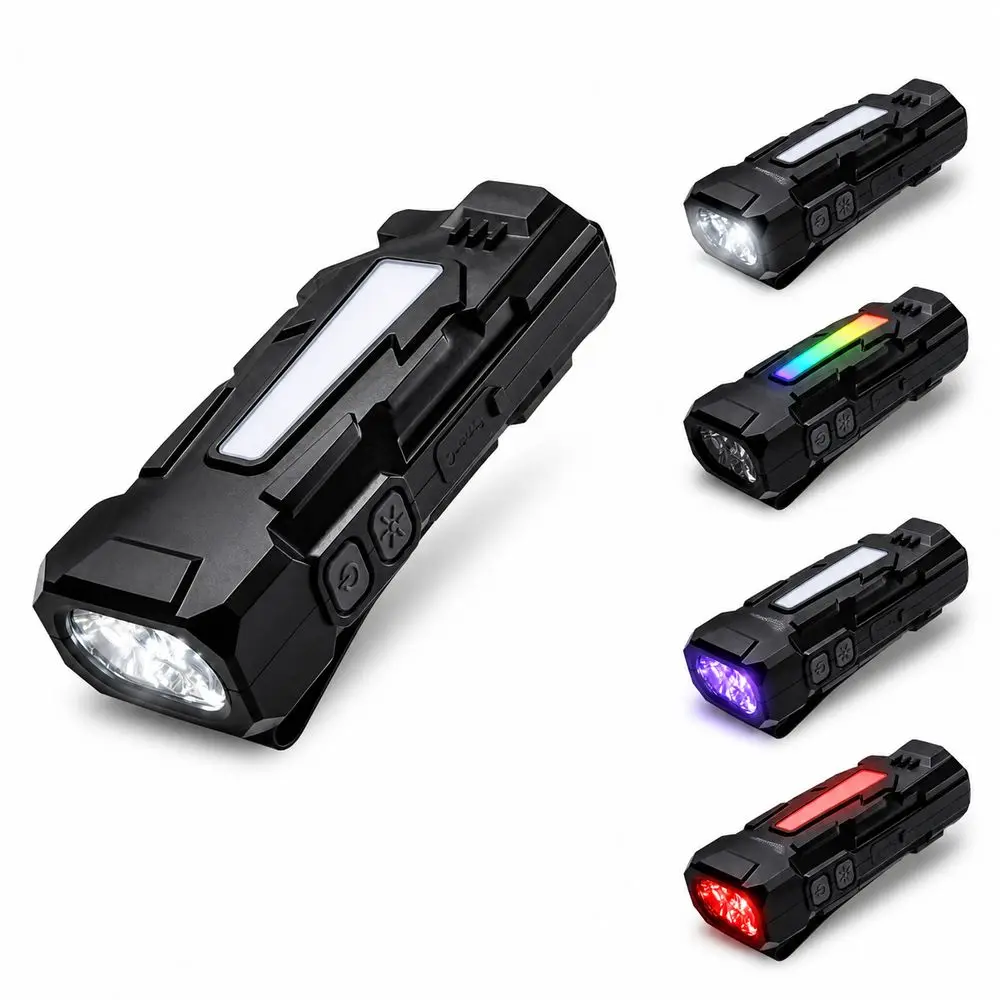 Flowing Side Light EDC Flashlight USB Rechargeable Magnetic Base RGB Flashlight Warning Light Multicolor Ambient Light