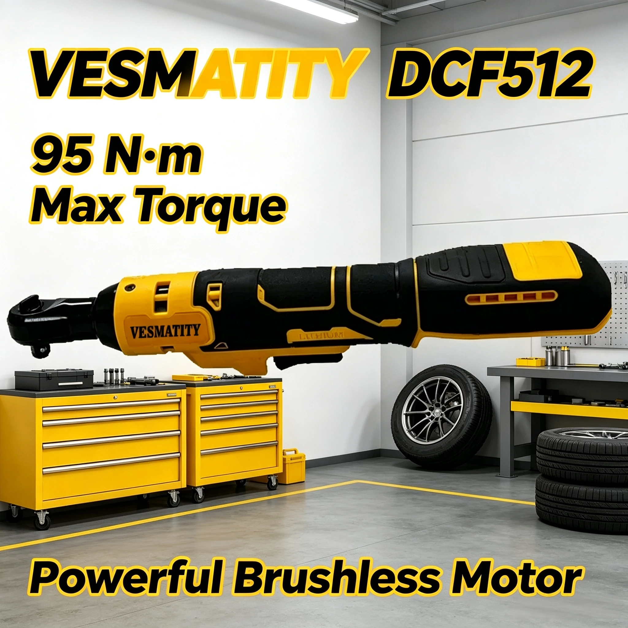 Vesmatity 95Nm Brushless Ratchet Wrench DCF512 3300RPM 10MM 12 Inch Cordless Tool For 20V Battery Pro Use