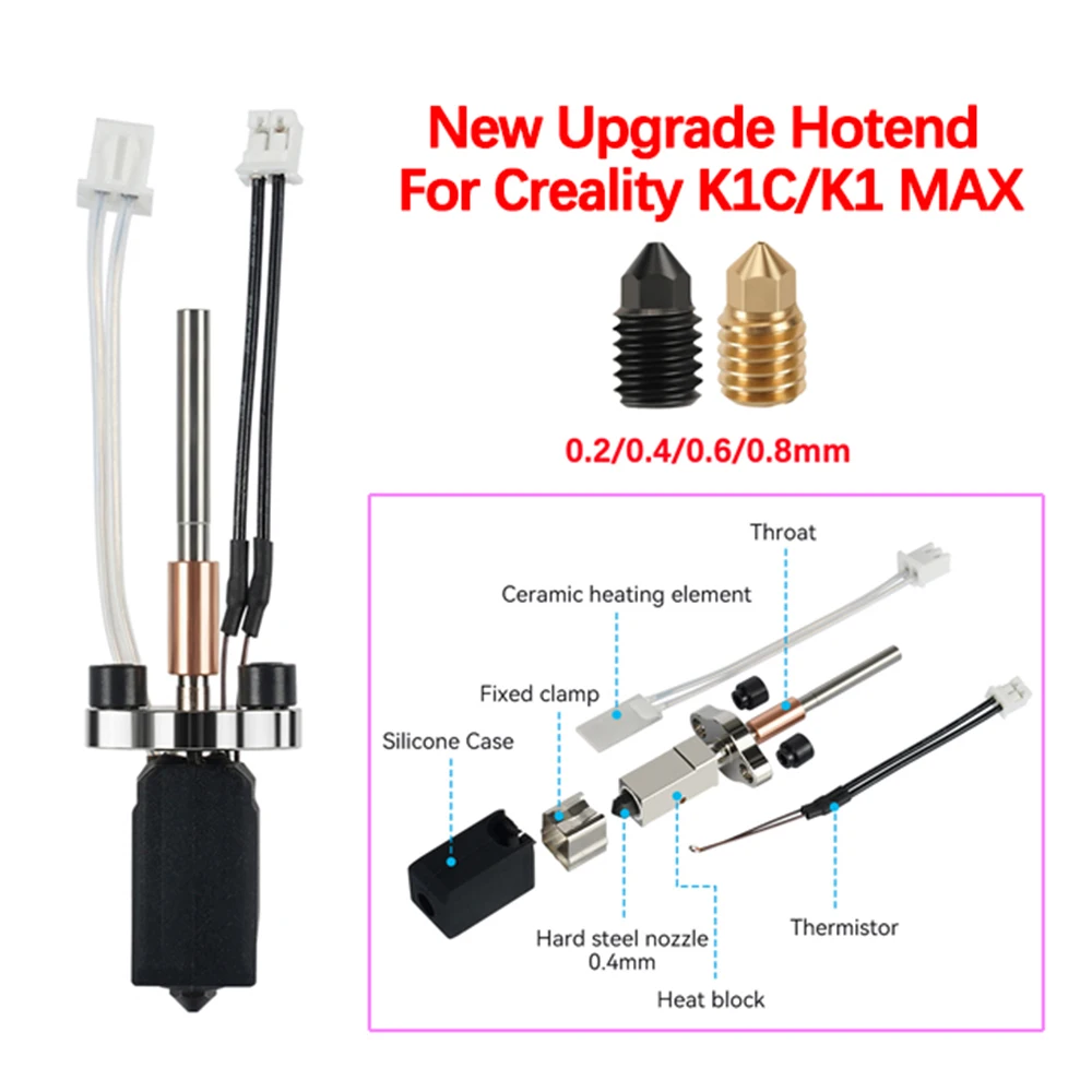 

Обновление для Creality K1 Max Hotend K1C K1 SE, комплект керамической нагревательной пластины, горячий конец, латунная насадка из закаленной стали, печатающая головка