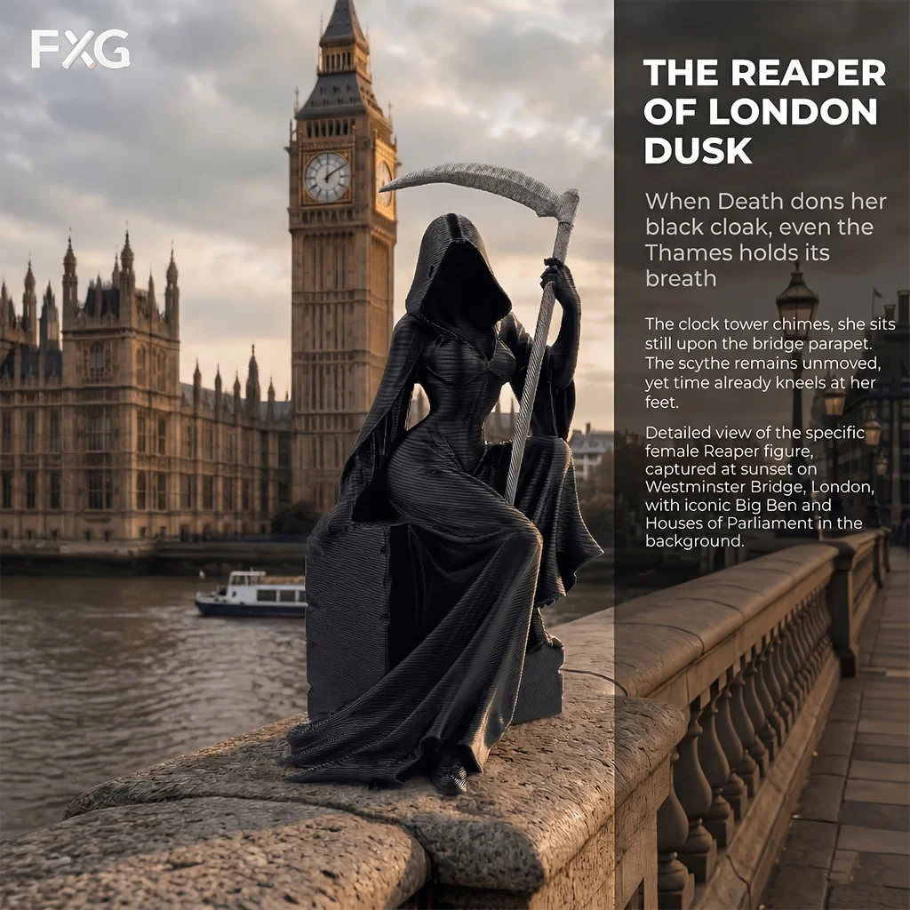 1/3 Scale London Dusk Reaper Decorative Figurine, Collectible Statue, Home Room Bookshelf Decoration, Desktop Ornament, Dark Gothic Style Statue (Sculpture), Thames River Ambiance Decor, Niche Style Ornament, Perfect f
