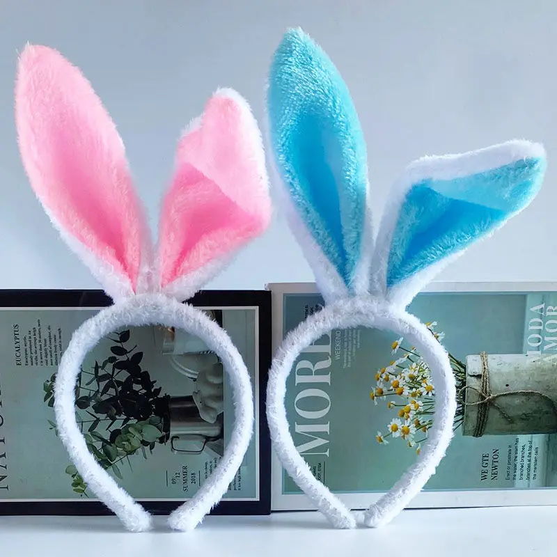 Cute Easter Adult Kids Fluffy Rabbit Ear Headband Prop Plush Hairband Dress Costume Bunny Ear Hairband Party Hair Accessories