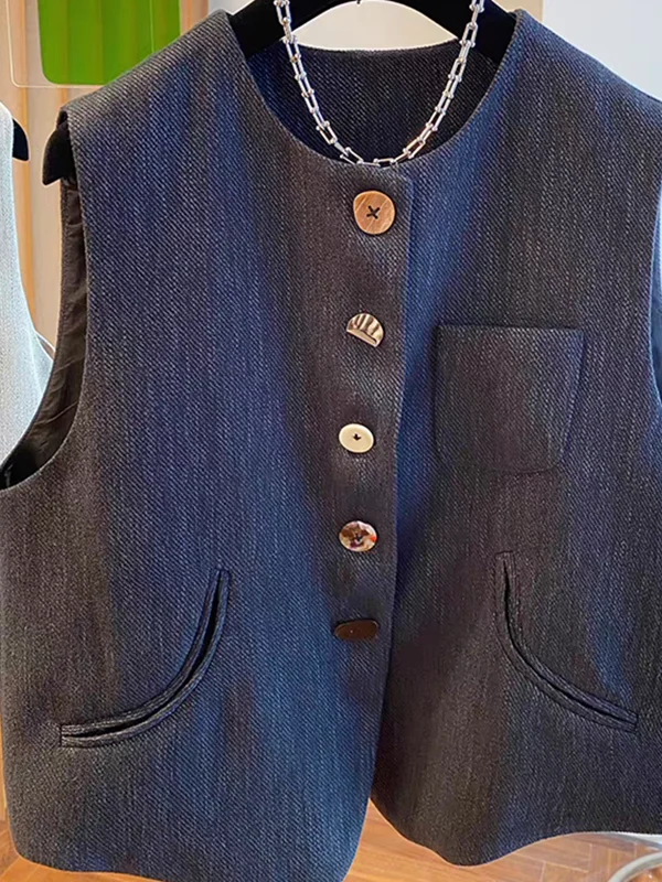 

Высококачественный хлопковый льняной костюм, жилет, женская свободная верхняя одежда, топ на бретелях, осенняя мода, новинка, круглый цвет для поездок на работу, Ne Singl...