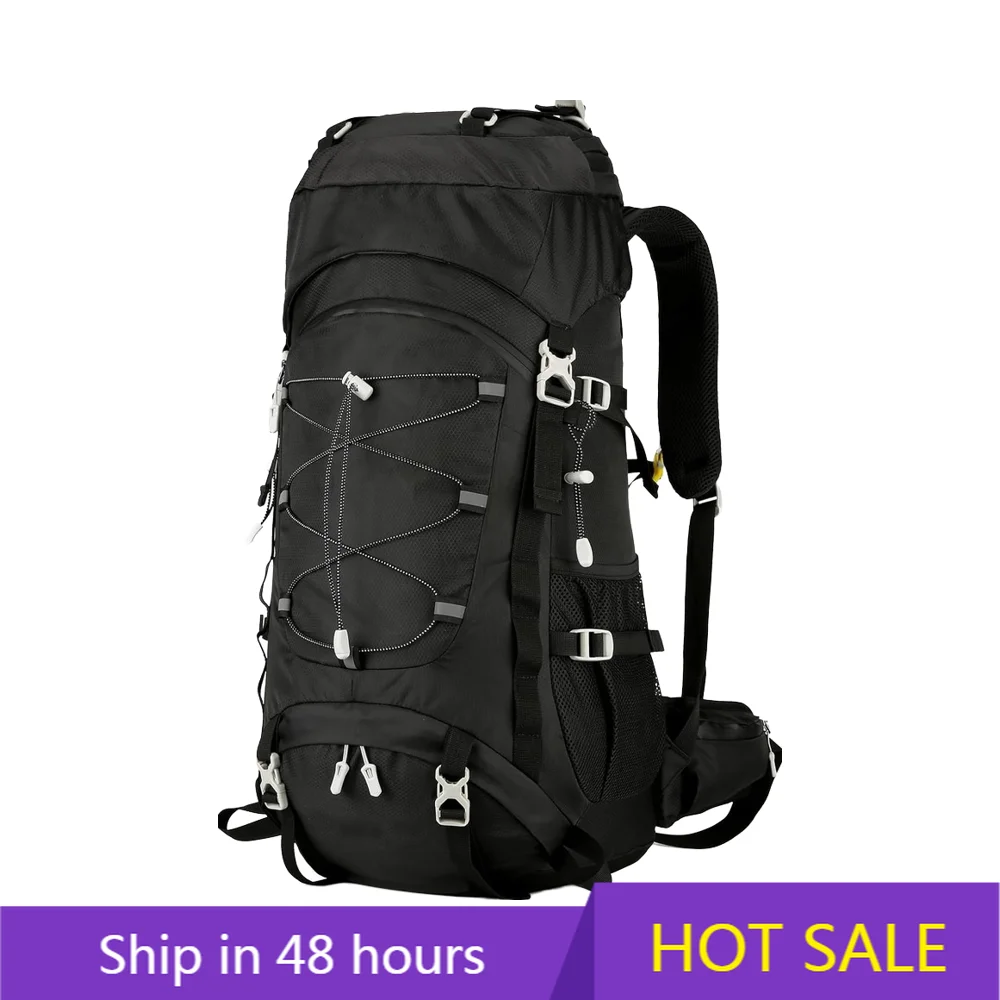 

YTYIN Outplea 60L Unisex Waterproof Backpacking Rucksack Large Outdoor Camping Hiking Rain Cover Black Mochila Backpack