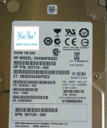 For 627117-B21 627195-001 627114-002 EH300FBQDD 300GB 2.5'' 15K 6G G7 DP SAS