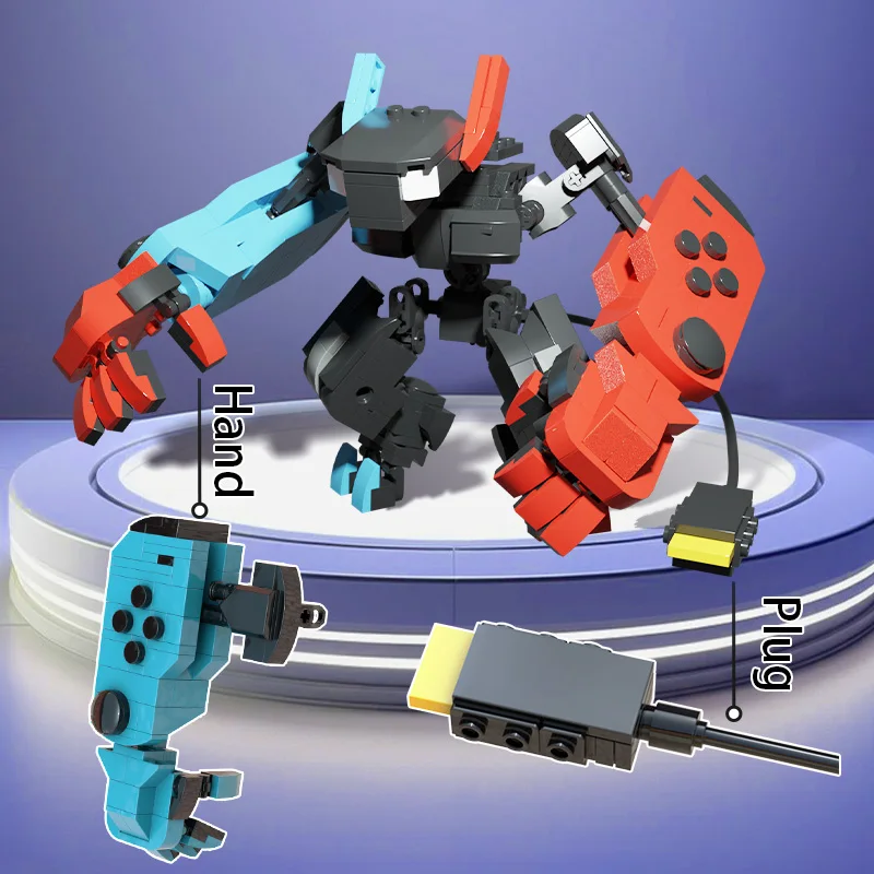 Moc switch jogo console jogador blocos de construção colorido transformar mecha robô humanóide modelo tijolo brinquedos presente aniversário natal