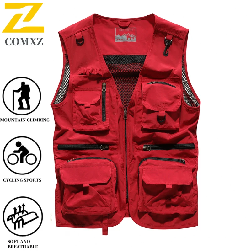 

Новинка 2023 года, мужской жилет в стиле ретро, однотонный сетчатый дышащий рабочий жилет без рукавов с несколькими карманами, жилет для кемпинга, рыбалки, фотографии