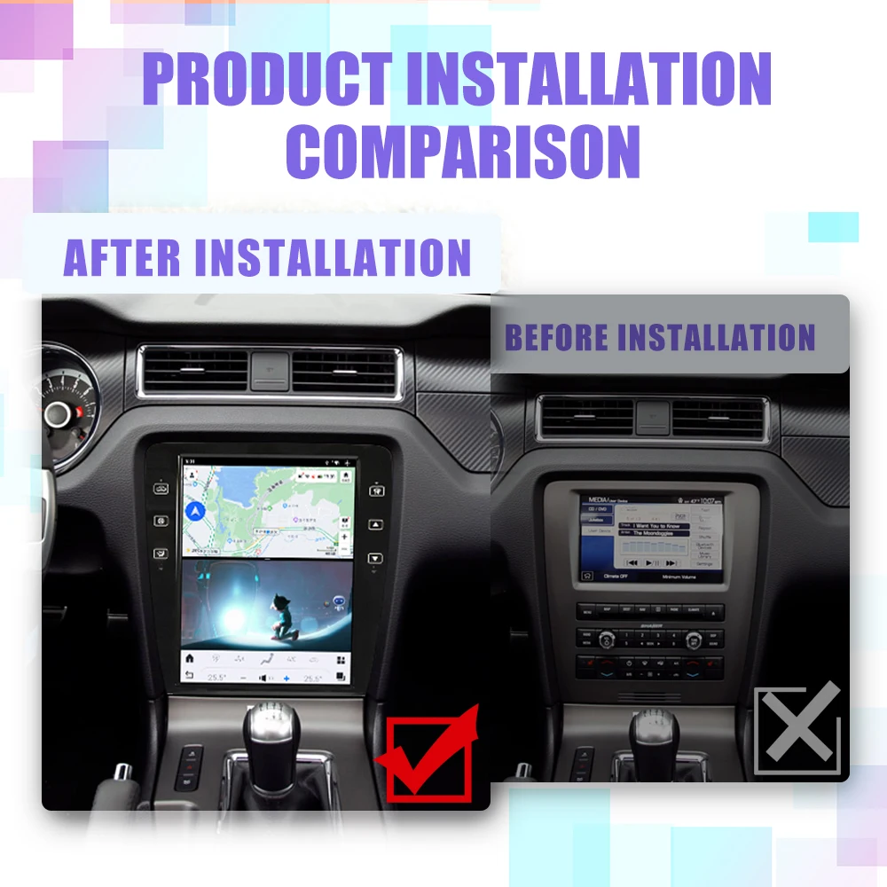 12.1 Inch Android 11 Car Autoradio For Ford Mustang 2014 - 2021  Vertical Screen Car Radio GPS Navigation Multimedia DVD Player