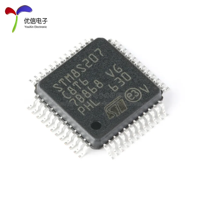 10PCS original authentic STM8S207C8T6 LQFP-48 24MHz/64KB flash memory / 8-bit microcontroller -MCU  