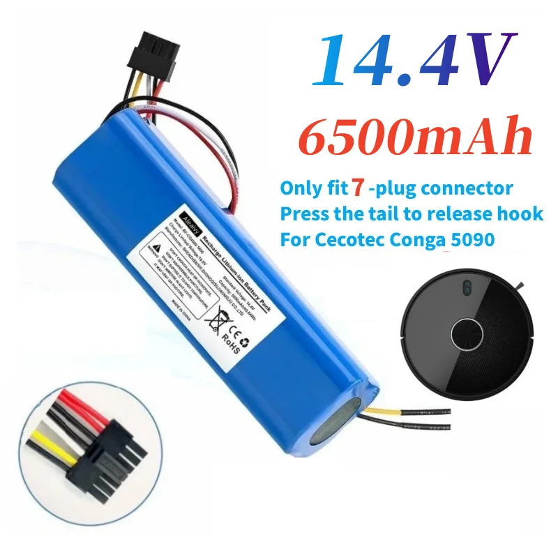 Original Replacement Lithium ion Battery 6500mAh For CECOTEC CONGA 5090 5490 6090 7090 Robot Vacuum Cleaner Battery Accessories