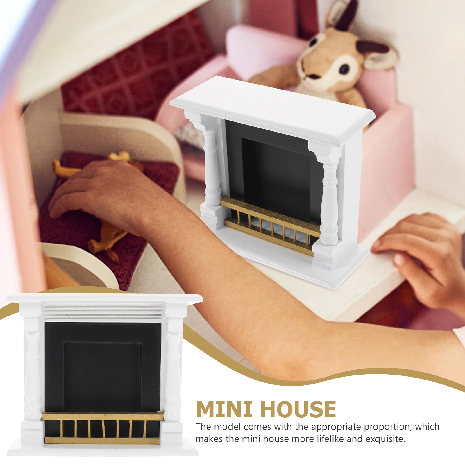 Dollhouse Fireplace Furniture 1 6 Scale Decorate Mini Decoration Miniature Accessories Wood