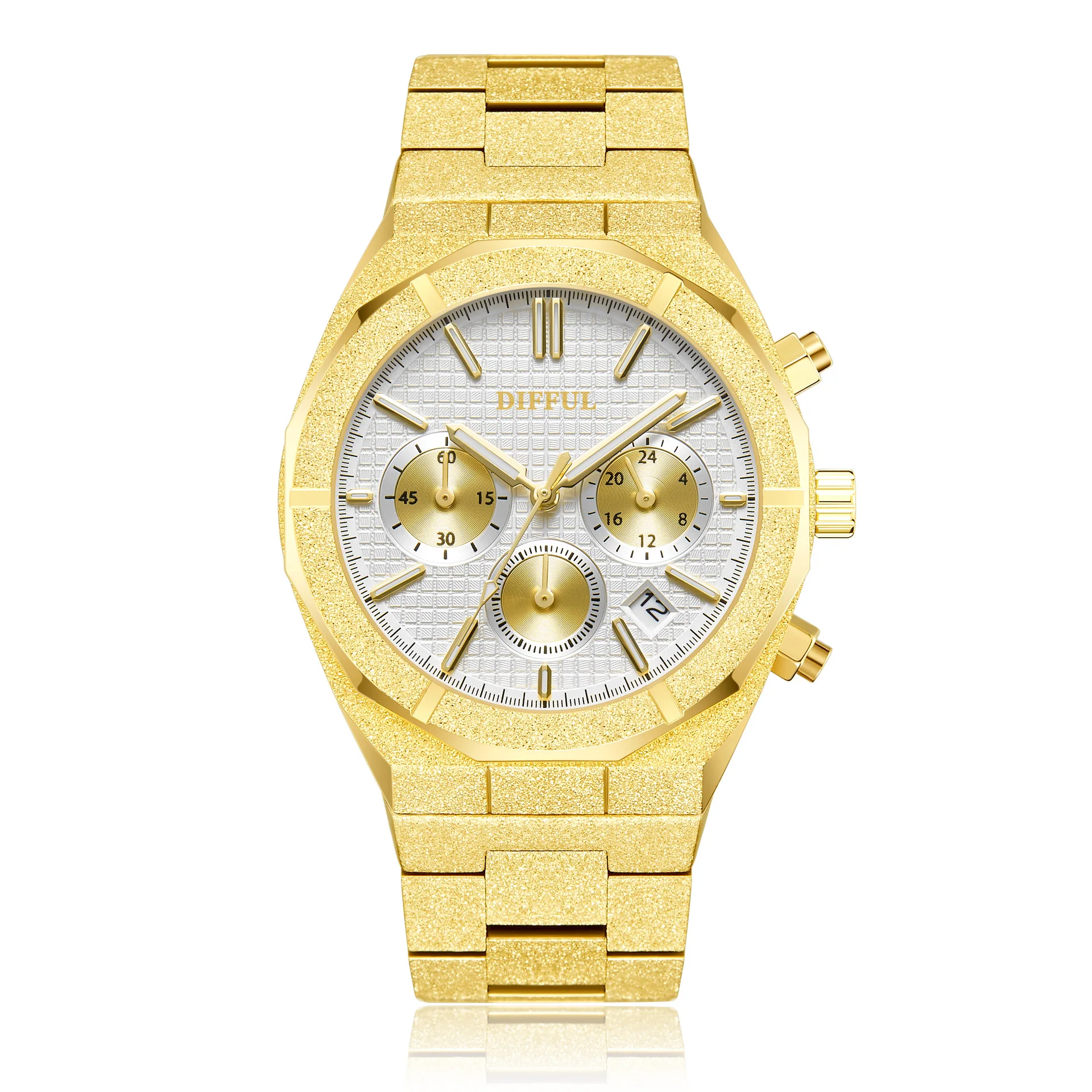 

Men's Stainless Steel Watch with Gold-plated Diamond Sand Process Multi-functional Alloy Case, Factory Direct Wholesale,AP Watch