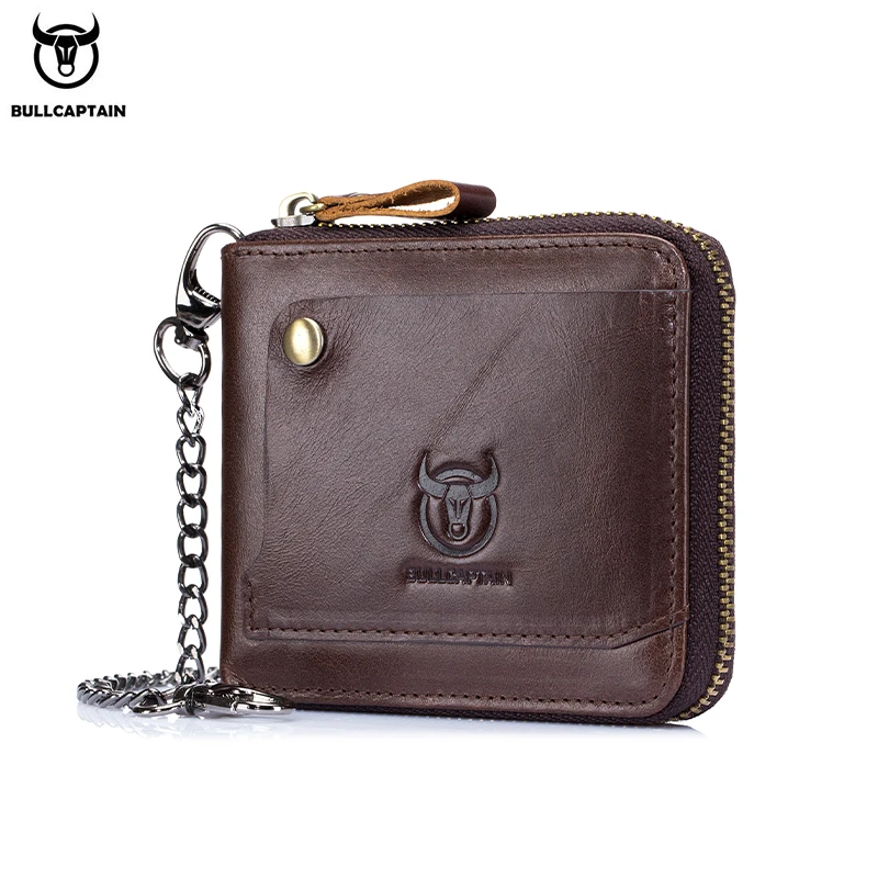 Bullcaptain Cowhide Genuine Leather Men Wallet Coin Purse Small Mini Card Holder Vintage PORTFOLIO Portomonee Male Walet Pocket