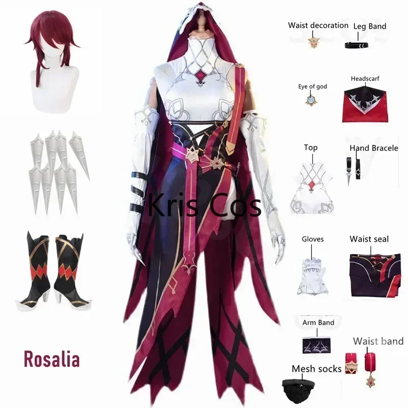 

FC6Genshin Impact Rosaria Cosplay Costume Sexy Unisex Game Role Playing Clothing Full Sets Red Wig Shoes Nun Uniform Rosali@FC8！