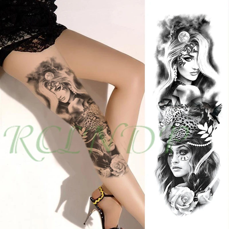 Waterproof Temporary Tattoo Sticker Skull Rose Angel Eyes Wings Sun Full Arm Sleeve Fake Tatto Flash Tatoo For Women Men Girl