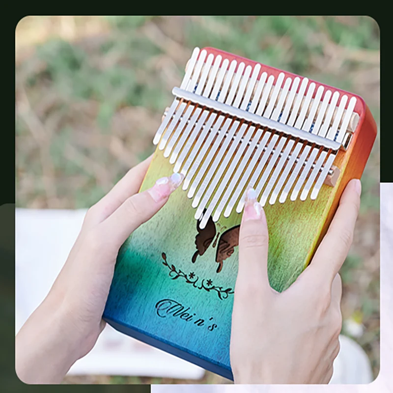 17/21 Key Kalimba Mahogany High Quality Thumb Piano Rainbow Colors Portable Finger Piano Musical Instruments Creative Gift