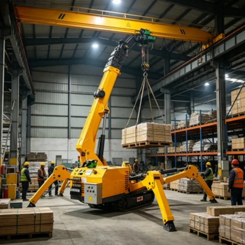 

Remote Control Spider Crane 5 Ton Mini Crawler Hydraulic Telescopic Boom Mobile Lift with Fly Jib CE Certified Construction