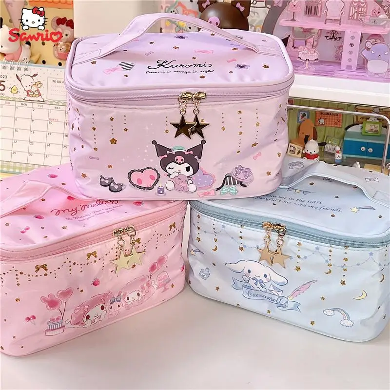 

Cartoon Anime Sanrio Kuromi Cinnamoroll My Melody Kawaii Cute Girl Large Capacity Makeup Box Portable Portable Cosmetic Bag Gift