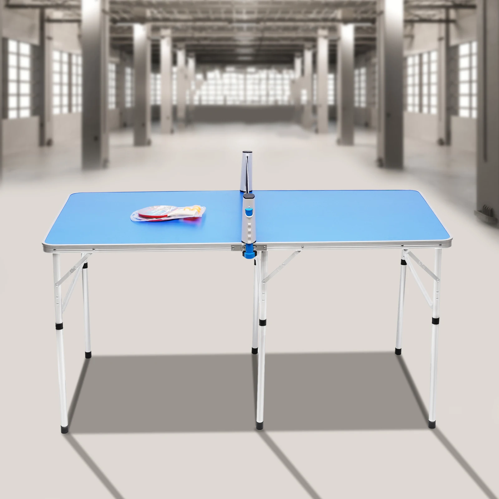  Folding Table Tennis Table w/ 2 Rackets & 3 Balls, Portable Lightweight MDF Ping Pong Table