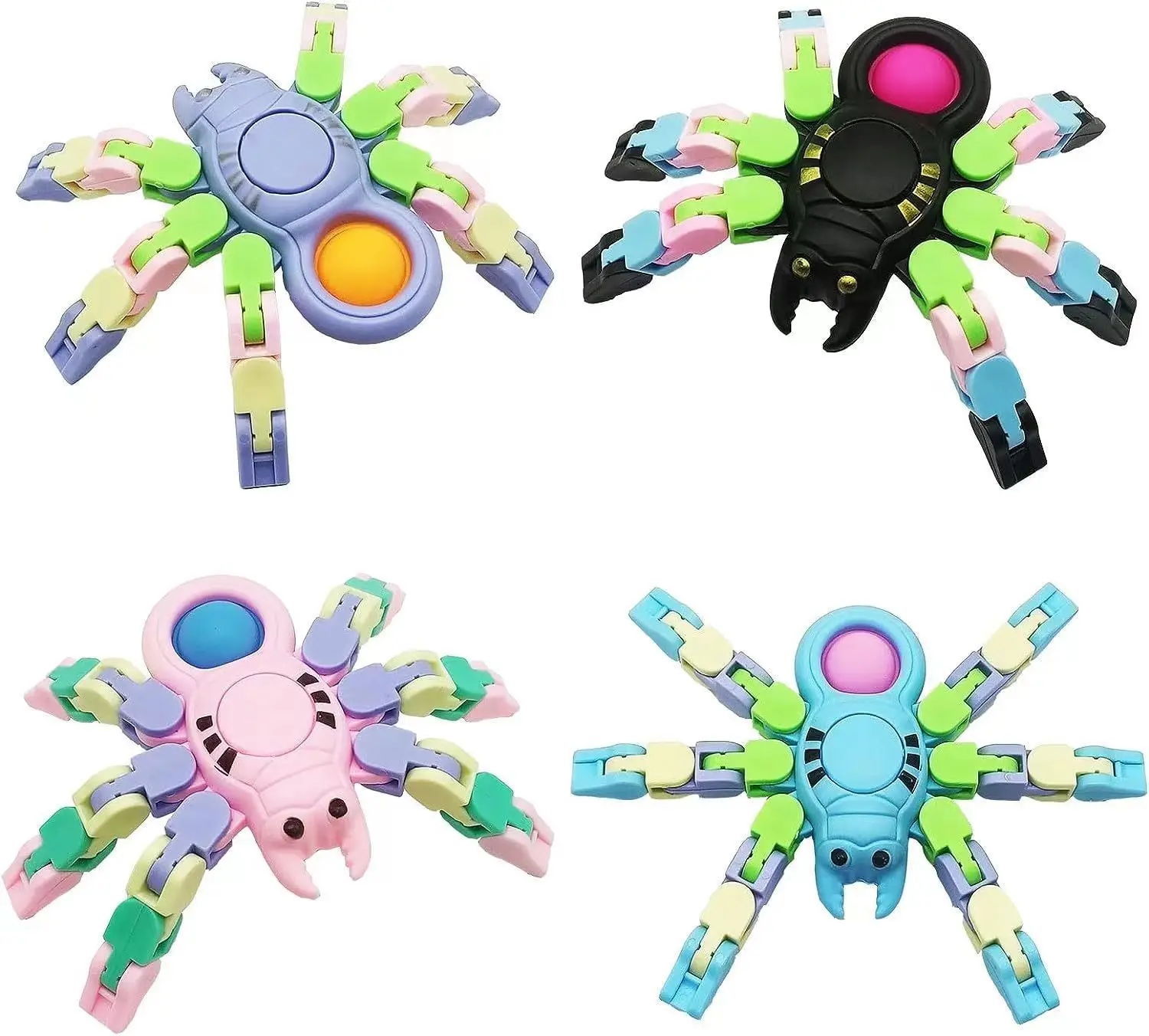 Transformable Chain Spider Fidget Spinners Funny Stress Relief for ADHD Autism Sensory Fingertip Toys Adult Kids Gifts