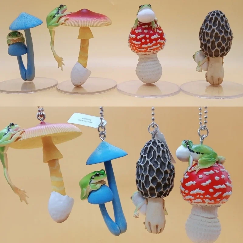 Nuevo Popular japonés Ikimon serie 2 seta y rana de árbol Gashapon-juguete de regalo decorativo con colgante de seta voladora realista