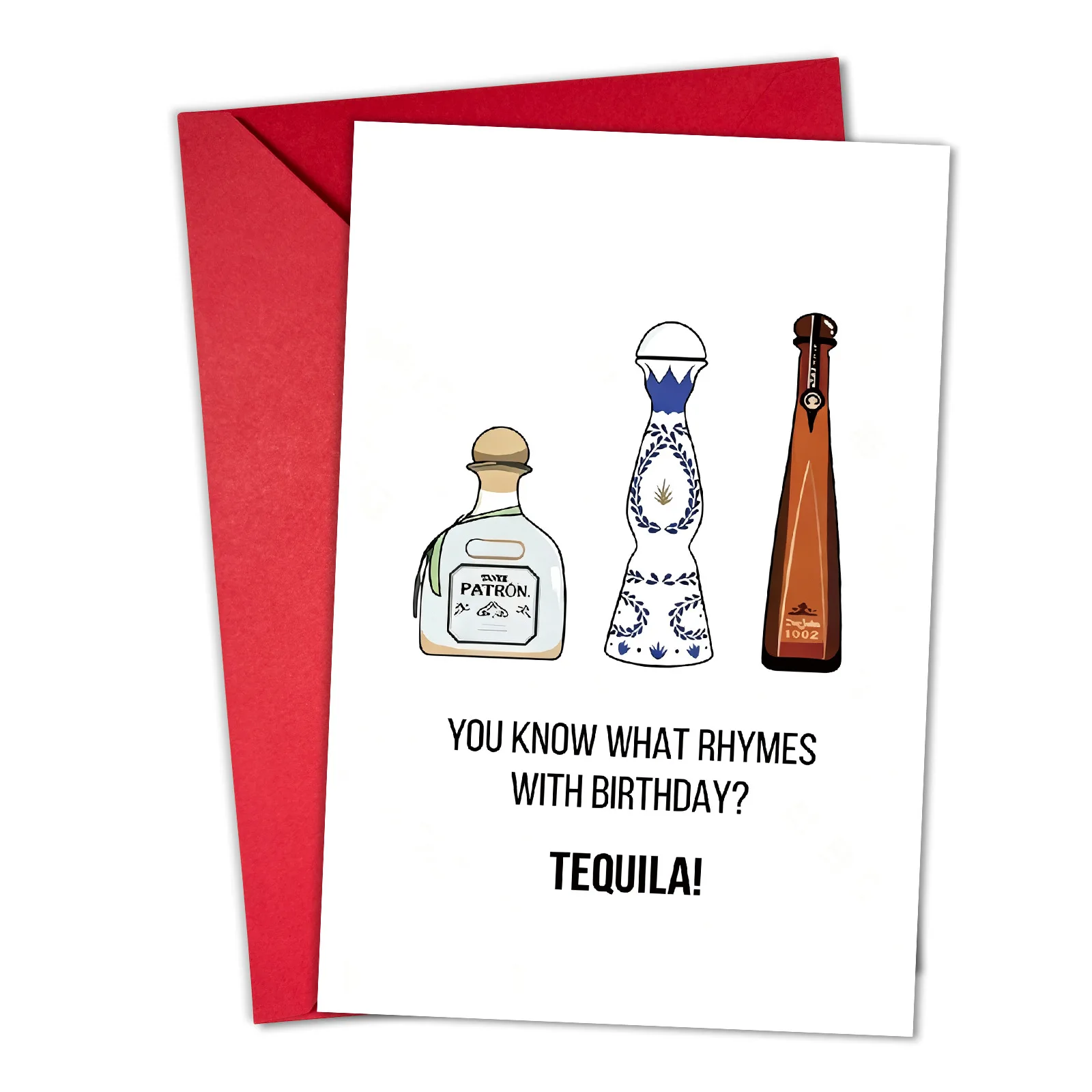 Carte d'anniversaire amusante avec enveloppe - Carte de vœux créative sur le thème de la tequila - Carte amusante à envoyer à des amis
