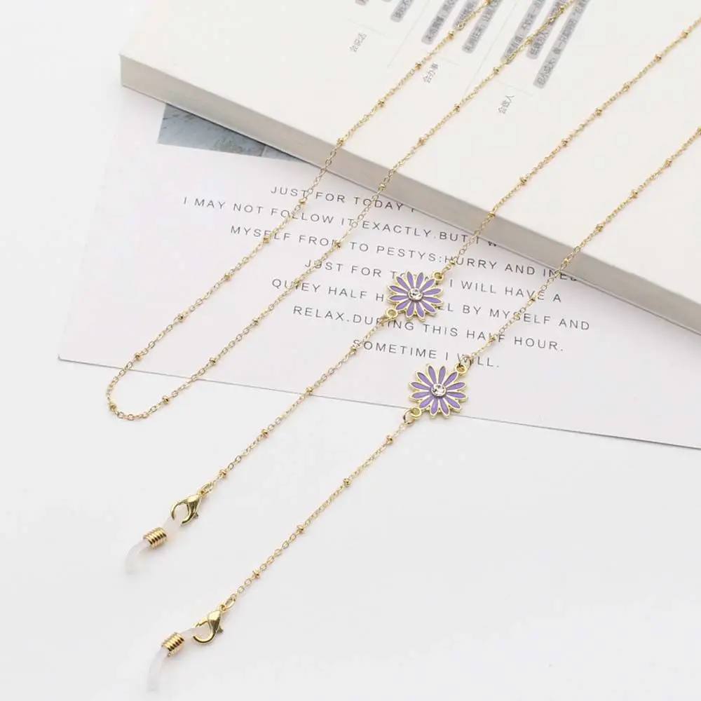 

Glasses Clips Fashion Beads Chain Alloy Girls Face Cover Necklace Sunglasses Cords Mask Cord Holders Flower Glasses Chain