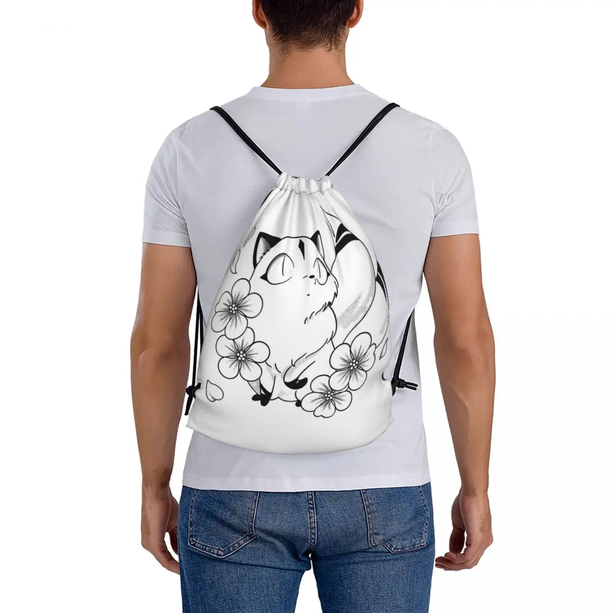 Doodle Cute Kirara 1 Backpacks Portable Drawstring Bags Shoes Bag Book Bags for Man Woman School