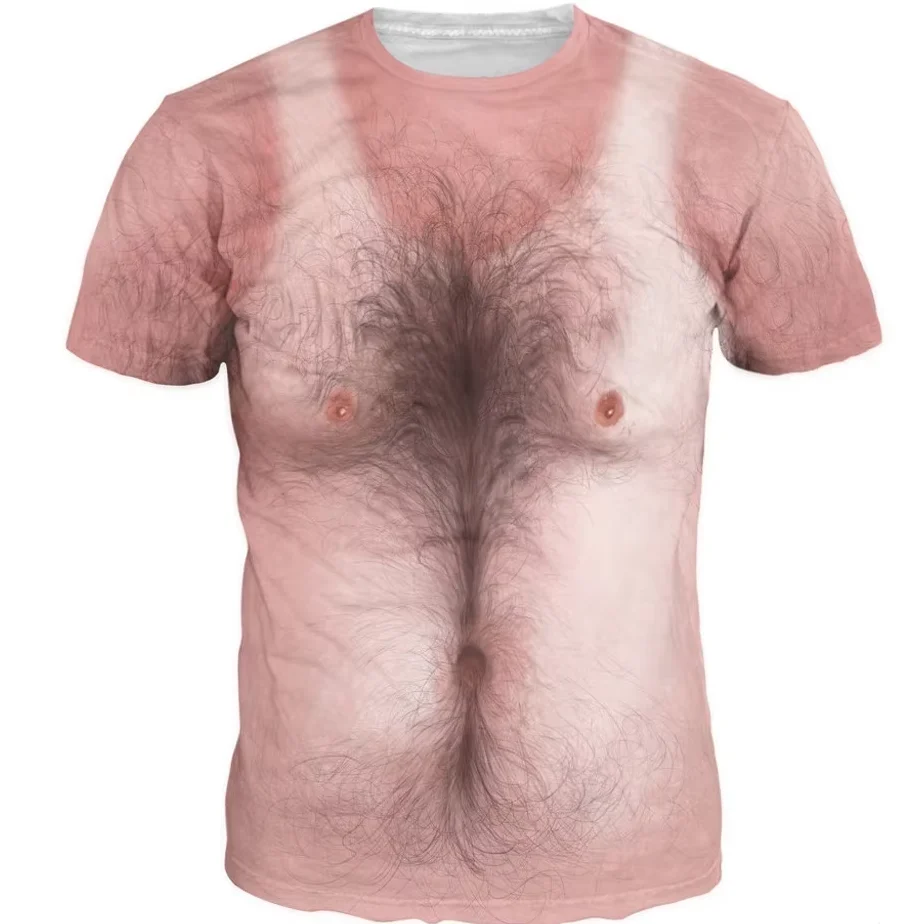 

Fun Men's 3d Hair Printed T-shirt Short Sleeve Ugly Summer T-shirt Men's Top Clothing